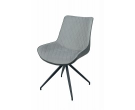 Skandinávská šedá kožená jídelní židle Vidar z eko kůže s černými kovovými nožičkami dvoutónová
