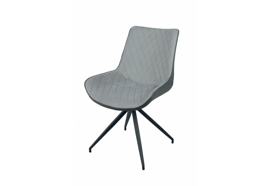 Skandinávská šedá kožená jídelní židle Vidar z eko kůže s černými kovovými nožičkami dvoutónová