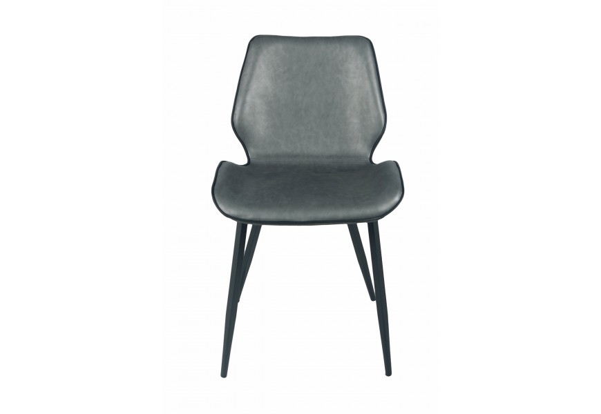 Moderní šedá jídelní židle Vidar s tmavě šedým eko ​​koženým čalouněním s černými nožičkami z kovu