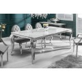 Moderný barokový bielo strieborný dlhý jedálenský stôl Modern Barock pre desiatich ľudí s mramorovou doskou