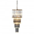 Art-deco zlatý stupňovitý skleněný lustr Aemma s etážemi as detaily zlaté barvy na řetězu 92cm