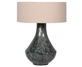 Vintage designová noční lampa Belami s keramickou podstavou a kulatým textilním stínítkem 71cm