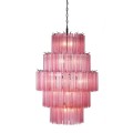 Art deco luxusní skleněný lustr růžové barvy Monteli kaskádového tvaru s kovovou konstrukcí 115cm