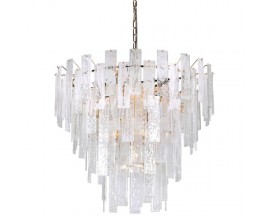 Art deco lustr Crystaline s kovovou konstrukcí a skleněnou výzdobou 65cm