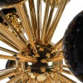 Art deco luxusní lustr Starlight se zlatou kovovou konstrukcí a černými skleněnými stínítky 82cm