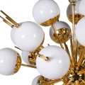 Exkluzivní zlato-bílý lustr Starlight v art-deco stylu s kovovou konstrukcí a skleněnými kulatými stínítky 82cm