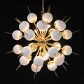 Exkluzivní zlato-bílý lustr Starlight v art-deco stylu s kovovou konstrukcí a skleněnými kulatými stínítky 82cm