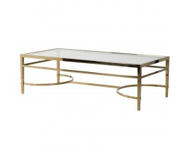 Art-deco obdélníkový konferenční stolek Mefec z kovu zlatý 137cm