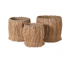 Set tří košíků Wildo vyrobených ručně z přírodní mořské trávy kulatého tvaru bez úchytů 40cm