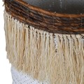 Ratanové proutěné koše Pelasi hnědé a bílé barvy s přírodním zdobením 40cm