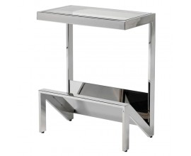 Chromový designový příruční stolek Mona stříbrné barvy se skleněnou povrchovou deskou 56cm