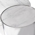 Art deco chromový konferenční stolek Smithen kruhového tvaru s mramorovou povrchovou deskou