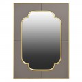 Moderní nástěnné zrcadlo Logdey z kovu zlaté barvy a šedým rámem