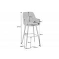 Stylová barová židle Vegas s čalouněním v šedém provedení a kovovou konstrukcí 108cm