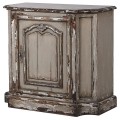 Rustikální vintage skříňka Dahlia z masivního dřeva hnědé barvy s vyřezáváním a patinou zestárnutí 91cm
