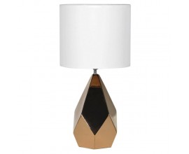 Art deco elegantní stolní lampa Seymour s keramickou zlatou podstavou a bílým stínítkem 60cm