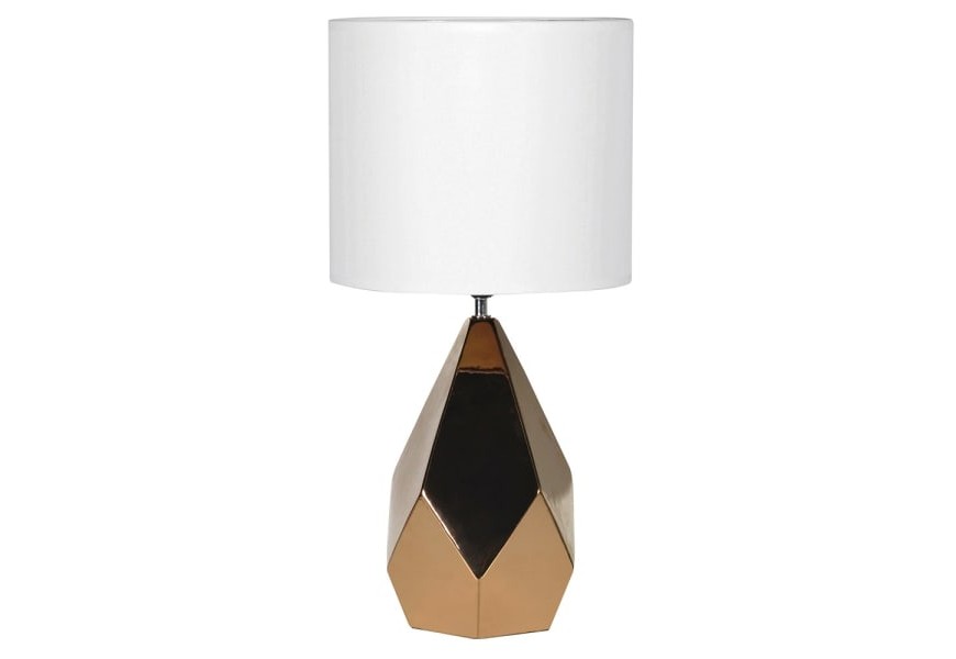 Art deco elegantní stolní lampa Seymour s keramickou zlatou podstavou a bílým stínítkem 60cm