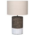 Venkovská proutěná noční lampa Munford v hnědo bílém provedení s krémovým lněným stínítkem 66cm