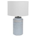 Designová vintage noční lampa Jasper s konstrukcí z porcelánu ve světle modrém provedení s bílým stínítkem