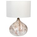 Luxusní keramická noční lampa Monterey s bílo-hnědou podstavou as bílým textilním stínítkem