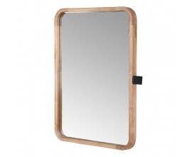 Moderní nástěnné zrcadlo Harlis s dřevěným světle hnědým rámem se zaoblenými rohy 70cm