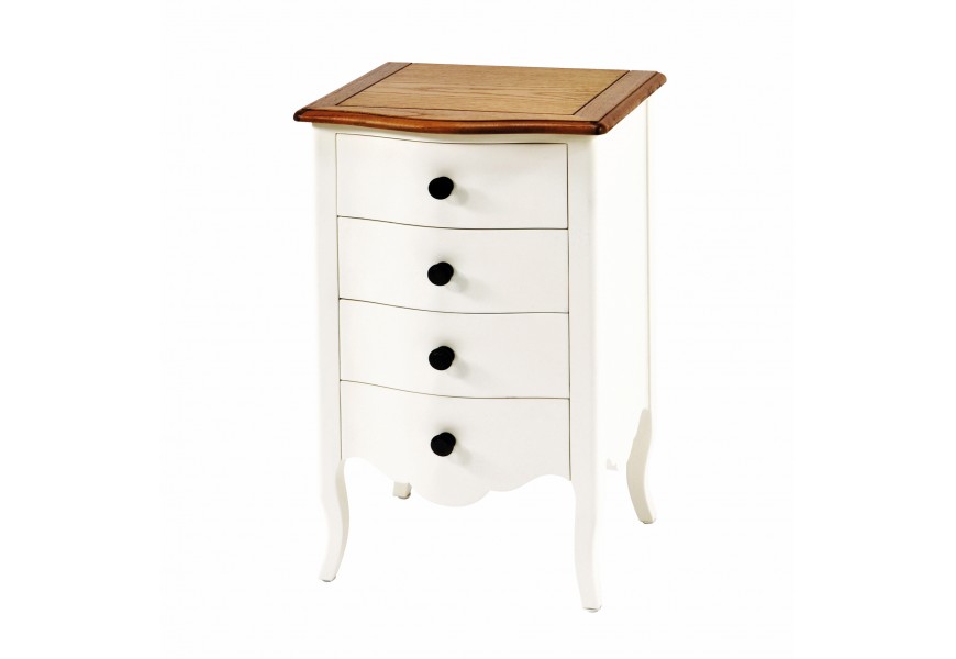 Designový noční stolek Antibes II ve stylu provence z masivního dřeva v provedení mahagon bílý