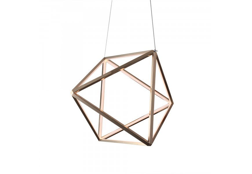 Kovová trojúhelníková závěsná lampa Vidar v atypickém tvaru zlatá
