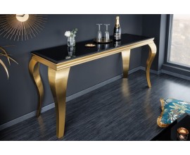 Moderní barokní konzole do předsíně Gold Barock zlatá/černá opálové sklo 140cm