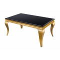 Moderní konferenční stolek Gold Barock v barokním stylu obdélníkový zlatý/černý opálové sklo