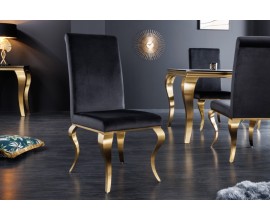Modern&iacute; barokn&iacute; j&iacute;deln&iacute; židle Gold Barock s cabriole nohama zlat&aacute;/čern&aacute; 104cm