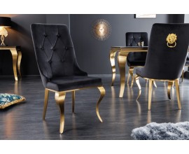 Moderní jídelní židle v barokním stylu Gold Barock zlatá/černá s klepadlem ve tvaru hlavy lva 102cm
