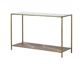 Art deco luxusní konzolový stolek Oxidia obdélníkového tvaru ve zlatém provedení z kovu 122cm