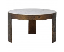 Industriální kulatý příruční stolek Roberta s kovovou konstrukcí a mramorovou povrchovou deskou 62cm