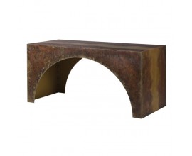 Industriální konzolový stolek Oxidia z kovu v měděné barvě s patinou s efektem oxidace 170cm