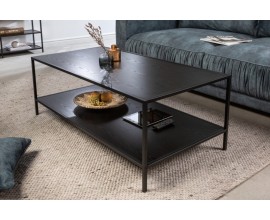 Industriální černý obdélníkový konferenční stolek Industria Negra z černého dýhovaného dřeva s kovovou konstrukcí černé barvy