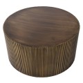 Art deco mosazný kulatý konferenční stolek Horton z kovu s reliéfním zdobením 80cm