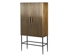 Art deco luxusní barová skříňka Horton ze dřeva a kovu v mosazném provedení 151cm