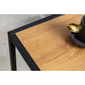 Industriální příruční stolek Industria Natura s deskou ze dřeva s dubovou dýhou a černou podstavou kovu bledě hnědý 63cm