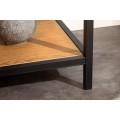 Designový hnědý noční stolek Industria Natura s černou kovovou konstrukcí a dvěma poličkami v provedení dub 63cm