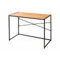 Designový bledě hnědý psací stolek Industria Natura s vrchní deskou v dřevěném dubovém provedení s černou podstavou z kovu
