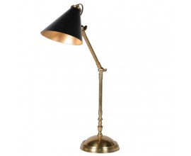 Vintage stolní lampa Brassia zlaté barvy z kovu s černým stínítkem 76cm
