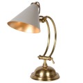 Vintage mosazná stolní lampa Brassia se zlatou kovovou konstrukcí a šedým stínítkem 47cm