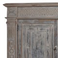 Rustikální masivní příborník Milenium šedohnědé barvy s patinou as ornamentálním vyřezáváním 235cm