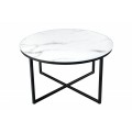 Designový kulatý konferenční stolek Industria Marbleux v moderním bílém mramorovém provedení s černou podstavou z kovu