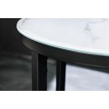 Industriální bílý příruční stolek Industria Marbleux v moderním provedení s mramorovým designem a kovovou podstavou 60cm
