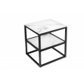 Designový příruční stolek Industria Marbleux se skleněnými deskami v provedení moderní bílý mramor