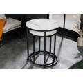 Designov&yacute; kulat&yacute; set př&iacute;ručn&iacute;ch stolků Industria Marbleux v modern&iacute;m stylu v proveden&iacute; b&iacute;l&yacute; mramor 60 cm