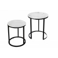 Designov&yacute; kulat&yacute; set př&iacute;ručn&iacute;ch stolků Industria Marbleux v modern&iacute;m stylu v proveden&iacute; b&iacute;l&yacute; mramor 60 cm
