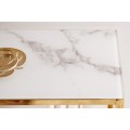 Moderní konzolový stolek Gold Marbleux s vrchní deskou v provedení bílý mramor s kovovou podstavou ve zlaté barvě 81cm