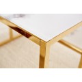 Moderní bílý konferenční stolek Gold Marbleux s mramorovým vzhledem a kovovou konstrukcí zlaté barvy obdélníkový 90cm